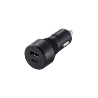 MPA-CCU15BK<BR>シガーチャージャー/抜け防止/27W/USB Type-C×1/USB-A×1/ブラック<BR>エレコム㈱