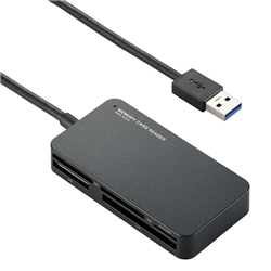 MR3-A006BK<BR>メモリリーダライタ/USB3.0/SD・microSD・MS・XD・CF対応/スリムコネクタ/ブラック<BR>エレコム㈱
