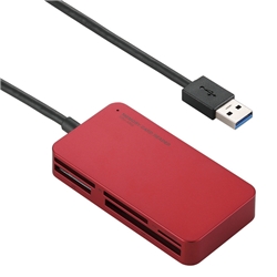 MR3-A006RD<BR>メモリリーダライタ/USB3.0/SD・microSD・MS・XD・CF対応/スリムコネクタ/レッド<BR>エレコム㈱