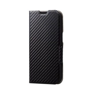 PM-A22APLFUCB<BR>iPhone 14/iPhone 13用レザーケース/手帳型/UltraSlim/薄型/磁石付き/カーボン調(ブラック)<BR>エレコム㈱