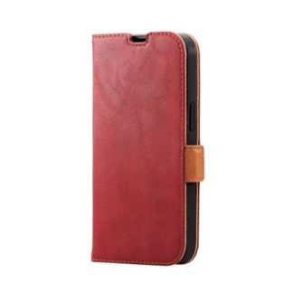 PM-A22APLFYRD<BR>iPhone 14/iPhone 13用レザーケース/手帳型/耐衝撃/磁石付き/ステッチ/レッド<BR>エレコム㈱