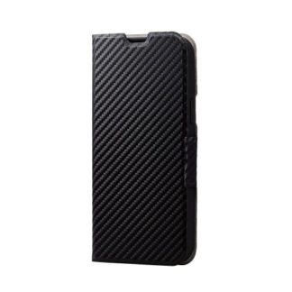 PM-A22BPLFUCB<BR>iPhone 14 Plus用レザーケース/手帳型/UltraSlim/薄型/磁石付き/カーボン調(ブラック)<BR>エレコム㈱