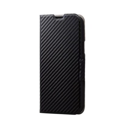 PM-A22BPLFUCBiPhone 14 Plus用レザーケース/手帳型/UltraSlim/薄型/磁石付き/カーボン調(ブラック)エレコム㈱