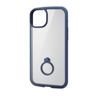 PM-A22BTSLFCRNV<BR>iPhone 14 Plus用ハイブリッドケース/TOUGH SLIM LITE/フレームカラー/背面クリア/リング付き/ネイビー<BR>エレコム㈱