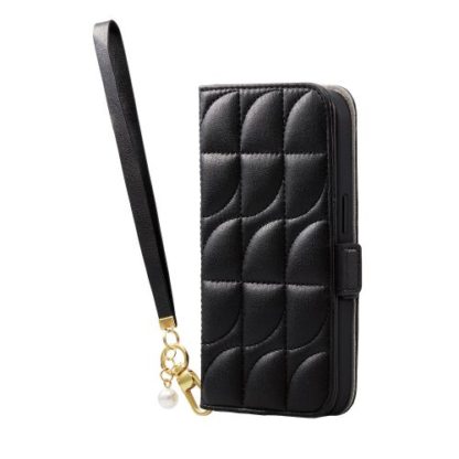 PM-A22CPLFJM4BKiPhone 14 Pro用レザーケース/手帳型/キルティング/磁石付き/ハンドストラップ付き/ブラックエレコム㈱