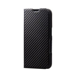 PM-A22CPLFUCB<BR>iPhone 14 Pro用レザーケース/手帳型/UltraSlim/薄型/磁石付き/カーボン調(ブラック)<BR>エレコム㈱