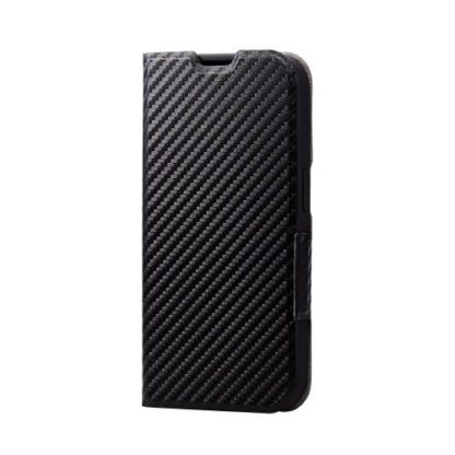 PM-A22CPLFUCBiPhone 14 Pro用レザーケース/手帳型/UltraSlim/薄型/磁石付き/カーボン調(ブラック)エレコム㈱
