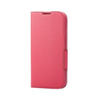 PM-A22CPLFUJPND<BR>iPhone 14 Pro用レザーケース/手帳型/UltraSlim/Flowers/薄型/磁石付き/ディープピンク<BR>エレコム㈱