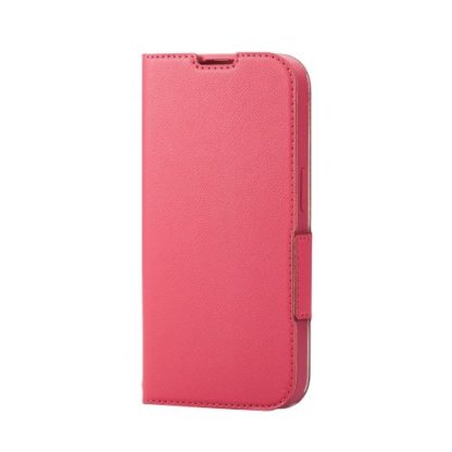 PM-A22CPLFUJPNDiPhone 14 Pro用レザーケース/手帳型/UltraSlim/Flowers/薄型/磁石付き/ディープピンクエレコム㈱