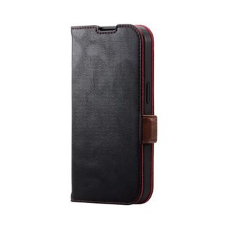 PM-A22CPLFYBK<BR>iPhone 14 Pro用レザーケース/手帳型/耐衝撃/磁石付き/ステッチ/ブラック<BR>エレコム㈱