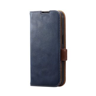 PM-A22CPLFYNV<BR>iPhone 14 Pro用レザーケース/手帳型/耐衝撃/磁石付き/ステッチ/ネイビー<BR>エレコム㈱