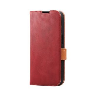 PM-A22CPLFYRD<BR>iPhone 14 Pro用レザーケース/手帳型/耐衝撃/磁石付き/ステッチ/レッド<BR>エレコム㈱