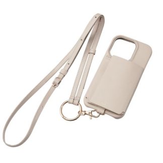 PM-A22CPLOSSBE<BR>iPhone 14 Pro用レザーケース/オープン/ITURE/ショルダーストラップ付き/グレージュ<BR>エレコム㈱