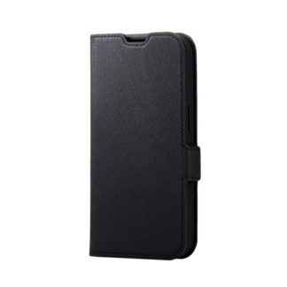 PM-A22CREPLFYBK<BR>iPhone 14 Pro用レザーケース/手帳型/リサイクル素材/磁石付き/ブラック<BR>エレコム㈱