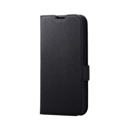 PM-A22CREPLFYBKiPhone 14 Pro用レザーケース/手帳型/リサイクル素材/磁石付き/ブラックエレコム㈱