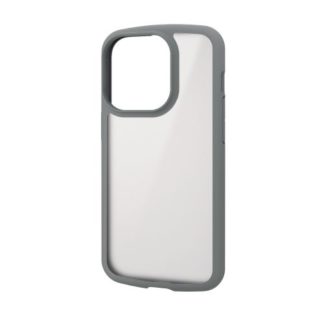 PM-A22CTSLFCSGY<BR>iPhone 14 Pro用ハイブリッドケース/TOUGH SLIM LITE/フレームカラー/背面クリア/シルキークリア/グレー<BR>エレコム㈱