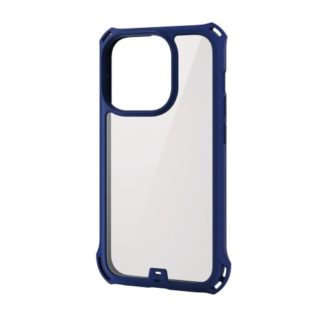 PM-A22CZEROFCNV<BR>iPhone 14 Pro用ハイブリッドケース/ZEROSHOCK/フレームカラー/背面クリア/ネイビー<BR>エレコム㈱