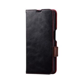 PM-G227PLFYBK<BR>Galaxy A23 5G(SC-56C/SCG18)用レザーケース/手帳型/ステッチ/耐衝撃/磁石付き/ブラック<BR>エレコム㈱