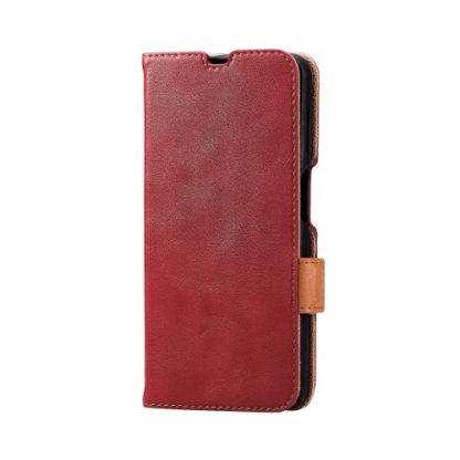 PM-G227PLFYRDGalaxy A23 5G(SC-56C/SCG18)用レザーケース/手帳型/ステッチ/耐衝撃/磁石付き/レッドエレコム㈱