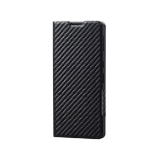 PM-S221PLFUCB<BR>AQUOS sense6s(SHG07)/AQUOS sense6用レザーケース/手帳型/UltraSlim/薄型/磁石付き/カーボン調(ブラック)<BR>エレコム㈱