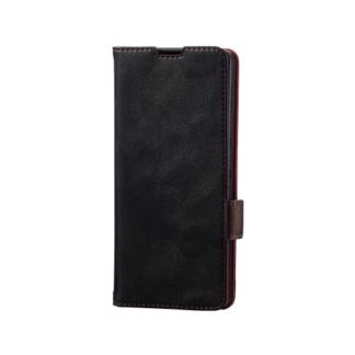 PM-S221PLFYBK<BR>AQUOS sense6s(SHG07)/AQUOS sense6用レザーケース/手帳型/ステッチ/耐衝撃/磁石付き/ブラック<BR>エレコム㈱