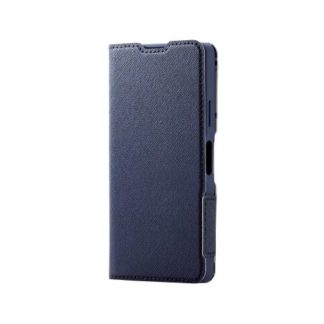 PM-X223PLFUJNV<BR>Xperia Ace III(SO-53C/SOG08)用レザーケース/手帳型/UltraSlim/Flowers/薄型/磁石付き/ネイビー<BR>エレコム㈱