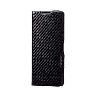 PM-X224PLFUCB<BR>Xperia 5 IV(SO-54C/SOG09)用レザーケース/手帳型/UltraSlim/薄型/磁石付き/カーボン調(ブラック)<BR>エレコム㈱