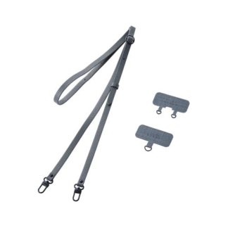 P-STSDH2PLDG<BR>スマホショルダーストラップ/ストラップシート付属/ソフトレザータイプ/ダークグレー<BR>エレコム㈱