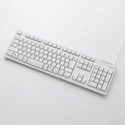 TK-FCM064WH/RS<BR>EU RoHS指令準拠 USB/PS2接続 スタンダードキーボード/メンブレン式/108キー/1000万回高耐久/ホワイト<BR>エレコム㈱