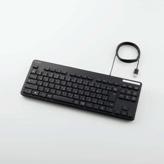 TK-FCM107KBK<BR>有線キーボード/薄型/メンブレン式/抗菌/コンパクトサイズ/ブラック<BR>エレコム㈱