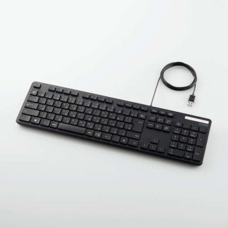 TK-FCM108KBK<BR>有線キーボード/薄型/メンブレン式/抗菌/フルサイズ/ブラック<BR>エレコム㈱