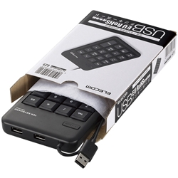 TK-TCM012BK/RS<BR>2ポートUSB2.0ハブ付テンキーボード/メンブレン/ブラック/RoHS指令準拠<BR>エレコム㈱