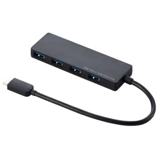 U3HC-A429BBK<BR>USB3.1(Gen1)HUB/Type-C/Aメス4ポート/バスパワー/15cmケーブル/ブラック<BR>エレコム㈱