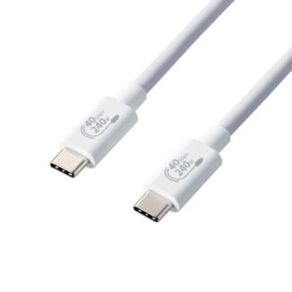 USB4-CCPE10NWH<BR>USB4ケーブル/C-Cタイプ/認証品/USB Power Delivery対応/240W/1.0m/ホワイト<BR>エレコム㈱