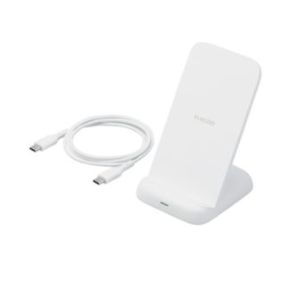 W-QS08WH<BR>Qi規格対応ワイヤレス充電器/最大出力10W/スタンドタイプ/EPP規格対応/USB-C - USB-Cケーブル付属/ホワイト<BR>エレコム㈱