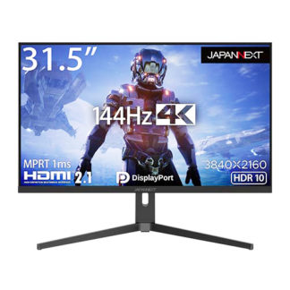 JN-315IPS144UHDR-N<BR>ゲーミング液晶ディスプレイ 31.5型/3840×1920/HDMI2.1×1、HDIM×1、DP×2/ブラック/スピーカー：あり<BR>㈱ＪＡＰＡＮＮＥＸＴ