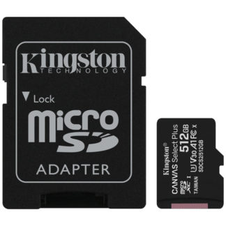 SDCS2/512GB<BR>512GB Canvas Select Plus microSDXCカード Class10 UHS-1 U3 V30 A1 SDアダプタ付属<BR>キングストン