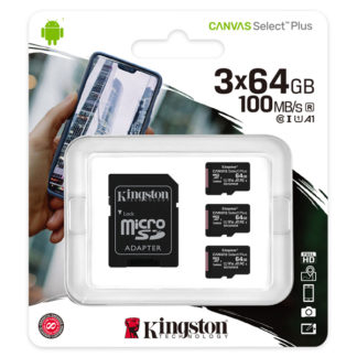 SDCS2/64GB-3P1A64GBx3枚セット Canvas Select Plus microSDXCカード Class10 UHS-1 U1 V10 A1 SDアダプタ1枚付属キングストン