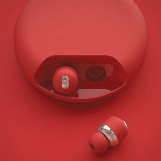 AT9995完全ワイヤレスイヤホン Air Twins レッド/Bluetoothトゥルーワイヤレスイヤホン エアーツインズ バッテリーケース スマホ充電㈱ロア・インターナショナル