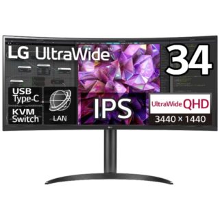 34WQ75C-B<BR>液晶ディスプレイ 34型/3440×1440/HDMI、DisplayPort、USB Type-C、LAN/ブラック/スピーカー：あり<BR>ＬＧ　Ｅｌｅｃｔｒｏｎｉｃｓ　Ｊａｐａｎ