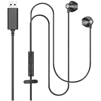 MDS-EPMIE03BK<BR>USB接続 マイク付きイヤホン（インイヤータイプ） ブラック<BR>㈱エムディーエス