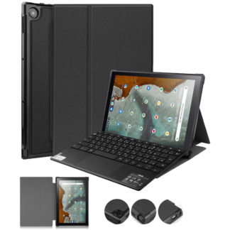 MDS-HCASCM3FLBK<BR>ASUS Chromebook Detachable CM3対応 耐衝撃フラップケース ブラック<BR>㈱エムディーエス
