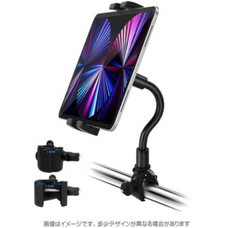 MDS-TABHLD02BK<BR>タブレットホルダー（4～13インチ対応） フレキシブルアーム式 クリップ固定式 ブラック<BR>㈱エムディーエス