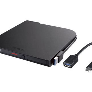 DVSM-PTCV8U3-BKB<BR>USB3.2(Gen1)対応 ポータブルDVDドライブ 書込ソフト添付 ブラック<BR>㈱バッファロー