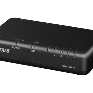 LSW6-GT-5EP/BK<BR>Giga 5ポート スイッチングハブ 電源外付け プラスチック筐体 マグネット付 ブラック<BR>㈱バッファロー