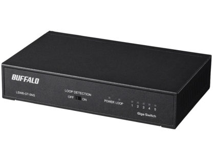 LSW6-GT-5NS/BKGiga 5ポート スイッチングハブ 電源内蔵 金属筐体 マグネット付 ブラック㈱バッファロー