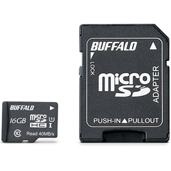 RMSD-016GU1SA<BR>UHS-I Class1 microSDHCカード SD変換アダプター付 16GB<BR>㈱バッファロー