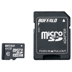 RMSD-16GC10AB<BR>Class10 microSDHCカード SD変換アダプター付 16GB<BR>㈱バッファロー
