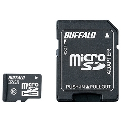 RMSD-32GC10AB<BR>Class10 microSDHCカード SD変換アダプター付 32GB<BR>㈱バッファロー