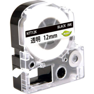 NTT12K<BR>テプラ互換ラベルカートリッジ　12mm 黒文字透明テープ<BR>日本ナインスター㈱
